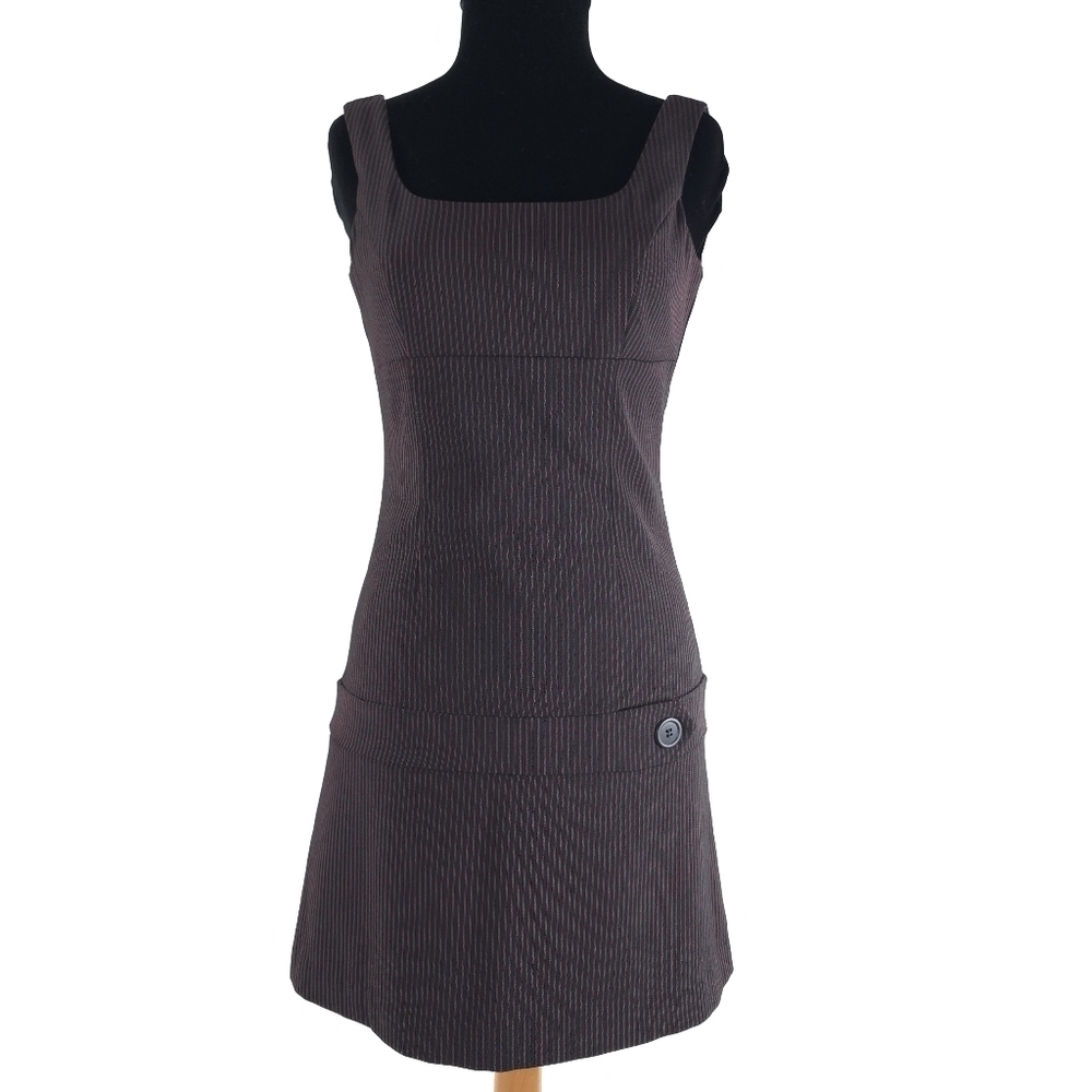 View Red Pin stripe mini dress made in the usa